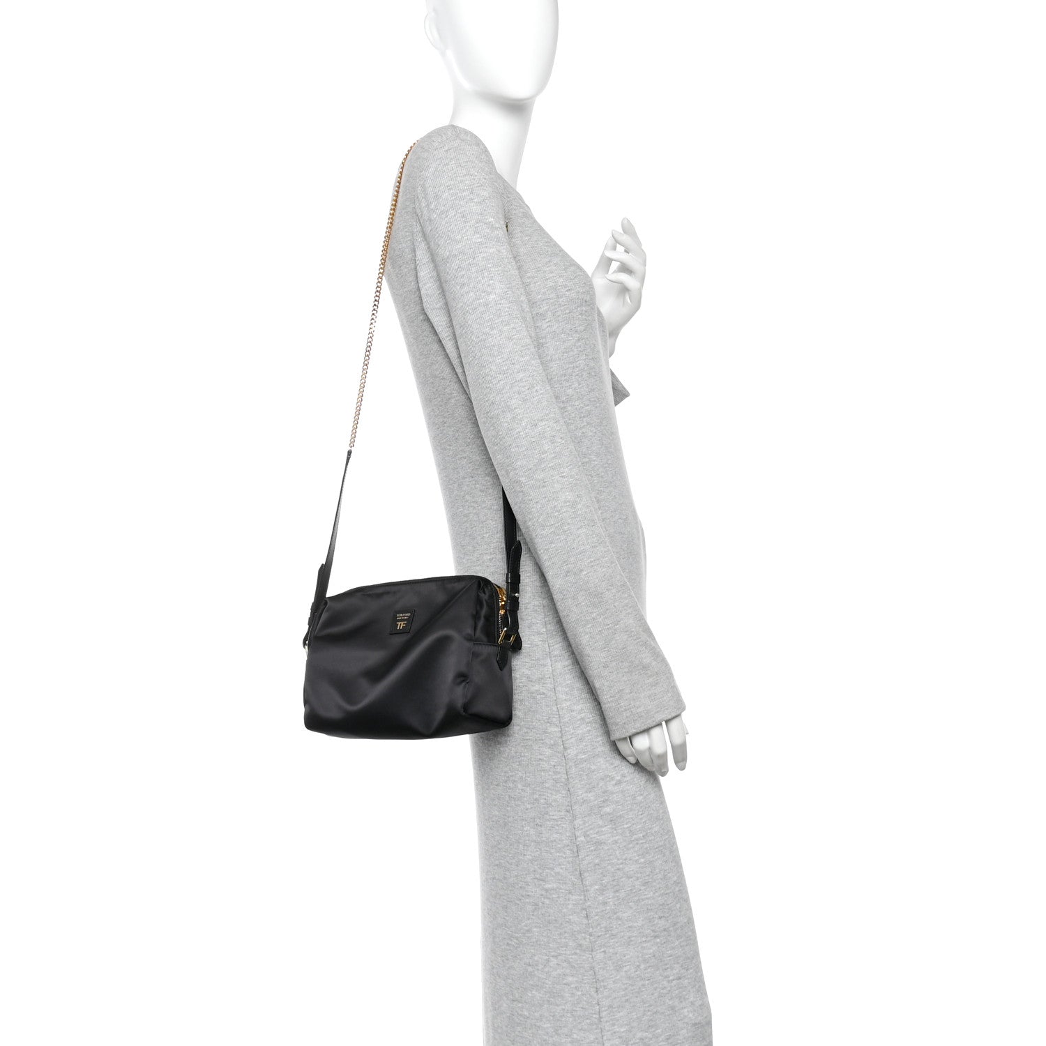 Nylon Pouch With Chain Black