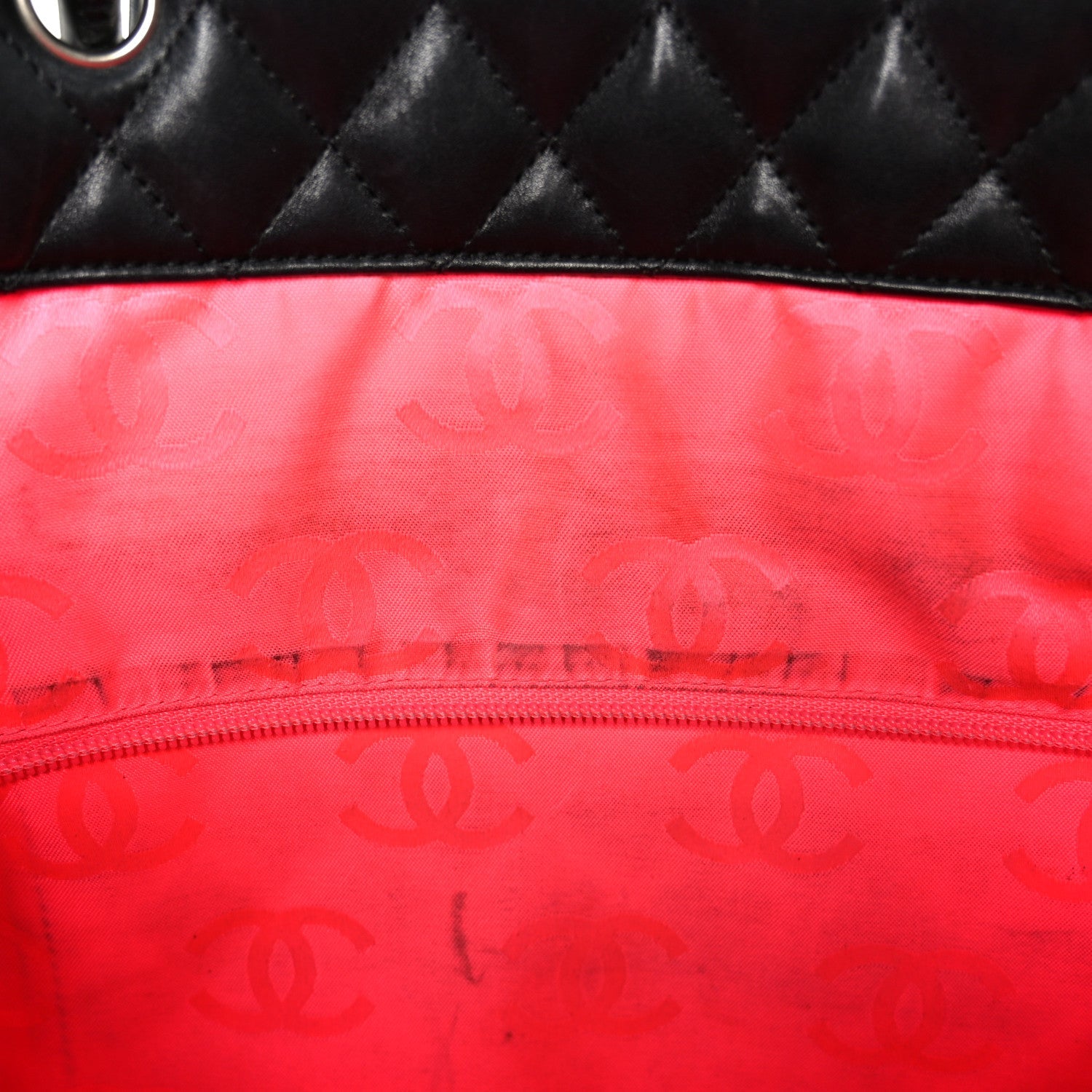 Calfskin Quilted Large Cambon Tote Black