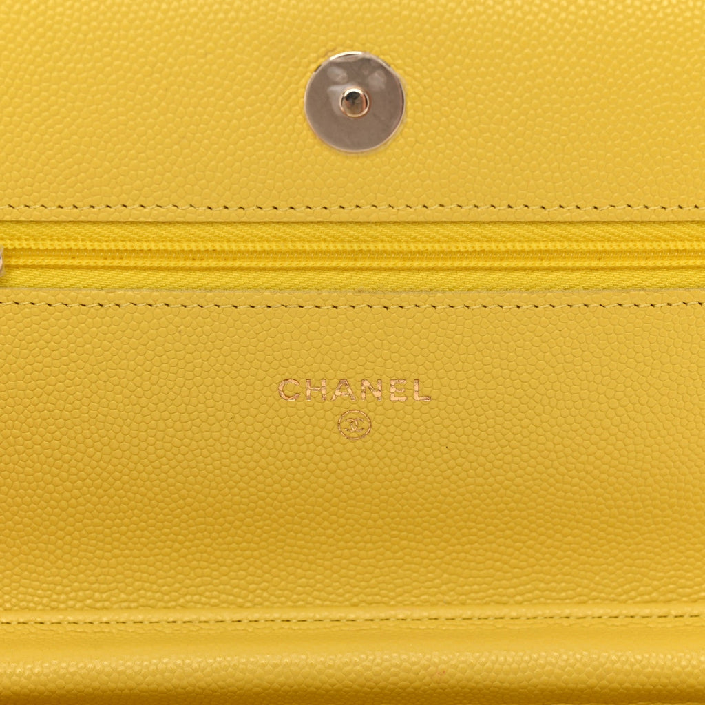 Caviar Quilted Wallet on Chain WOC Yellow