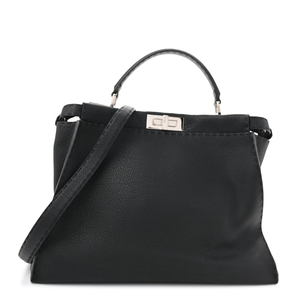 Cuoio Romano Selleria Bi-Color Large Peekaboo Iconic Satchel Black Mou