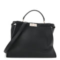 Cuoio Romano Selleria Bi-Color Large Peekaboo Iconic Satchel Black Mou
