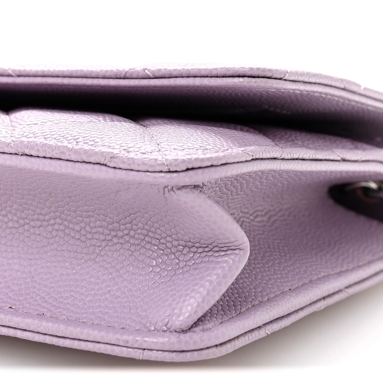 Caviar Quilted CC Logo Wallet on Chain WOC Purple