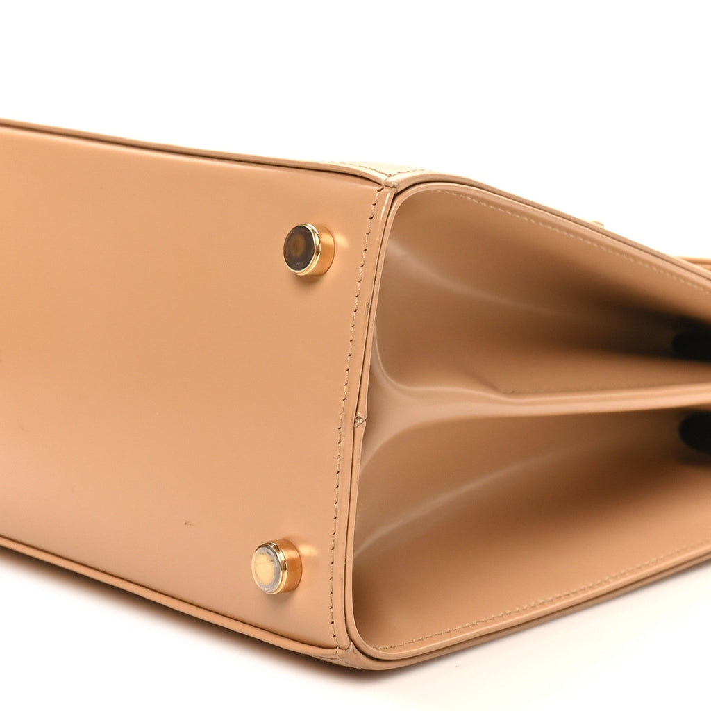 Brushed Off Calfskin Small Iconic Top Handle Camel
