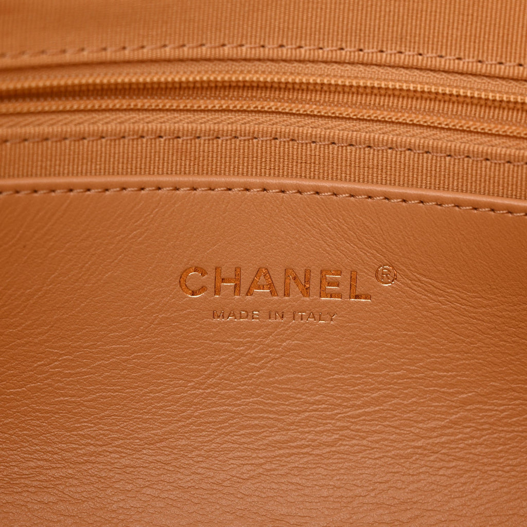 Suede Calfskin Lambskin Quilted Maxi Hobo Light Brown