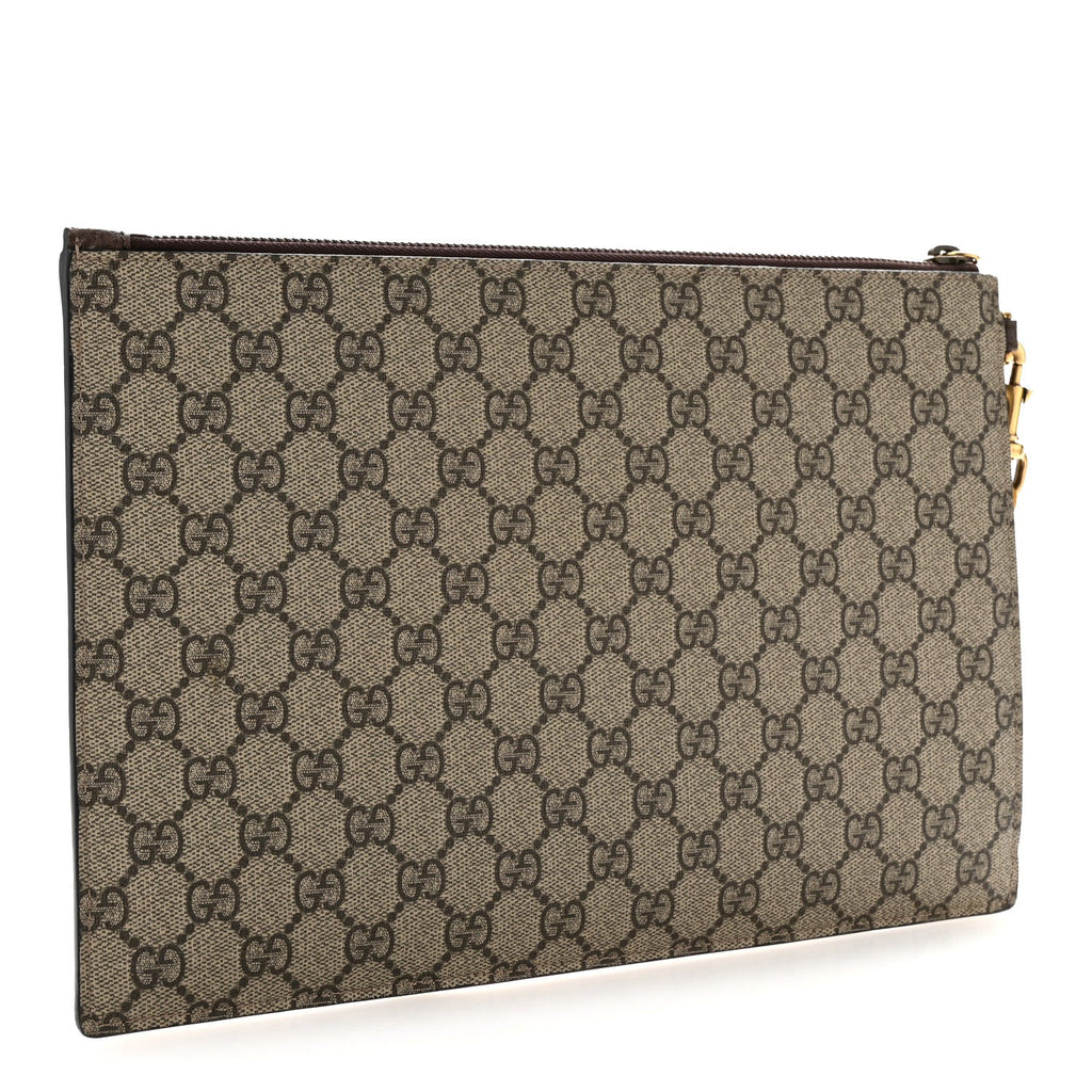 GG Supreme Monogram Neo Vintage Zip Wristlet Pouch Beige New Acero Crop