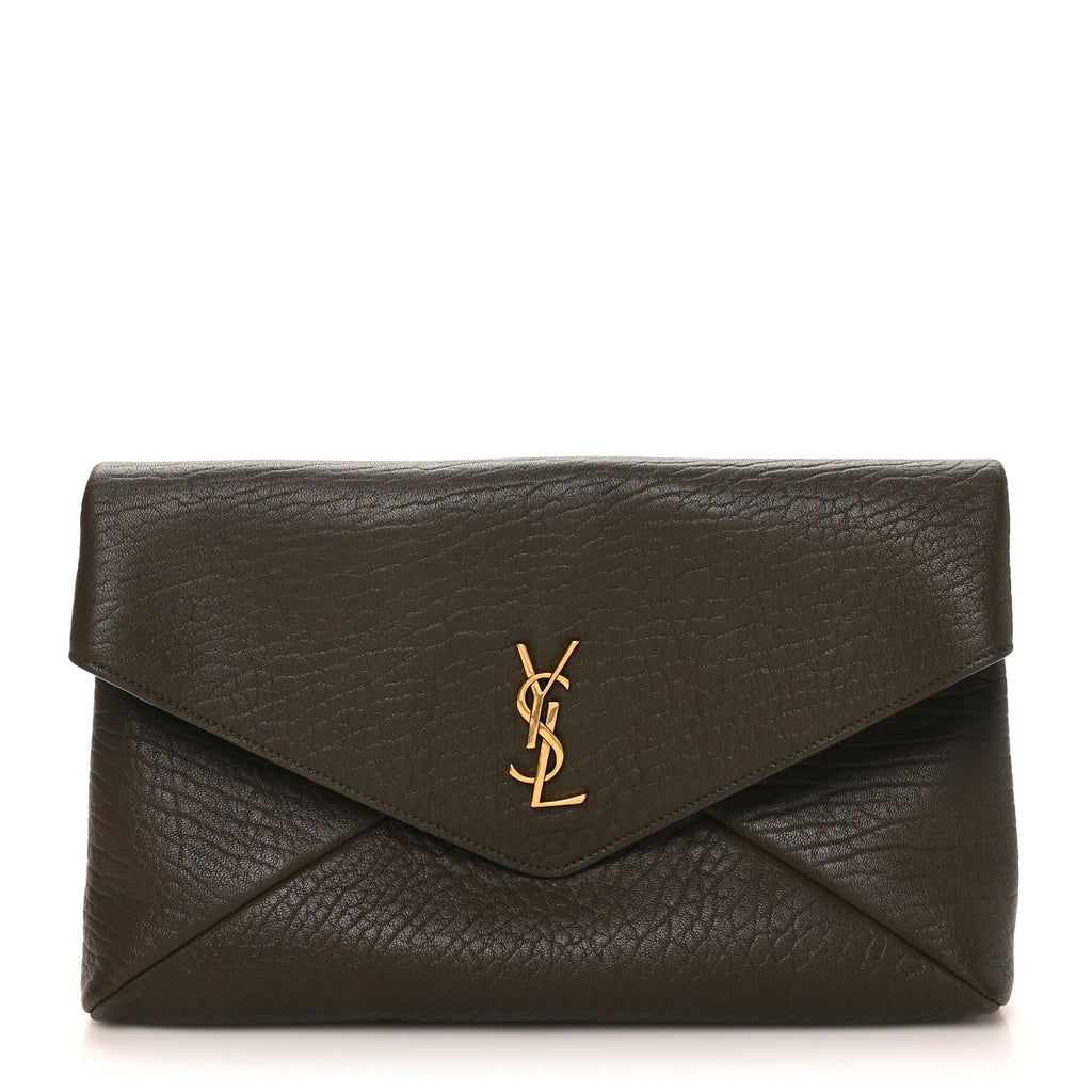 Grained Lambskin Large Cassandre Envelope Pouch Light Musk
