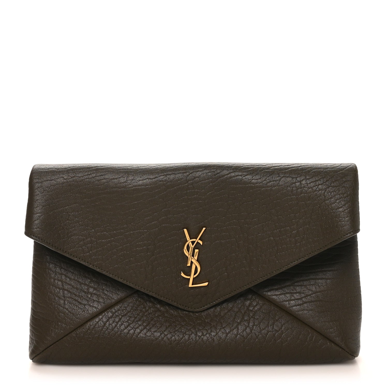 Grained Lambskin Large Cassandre Envelope Pouch Light Musk