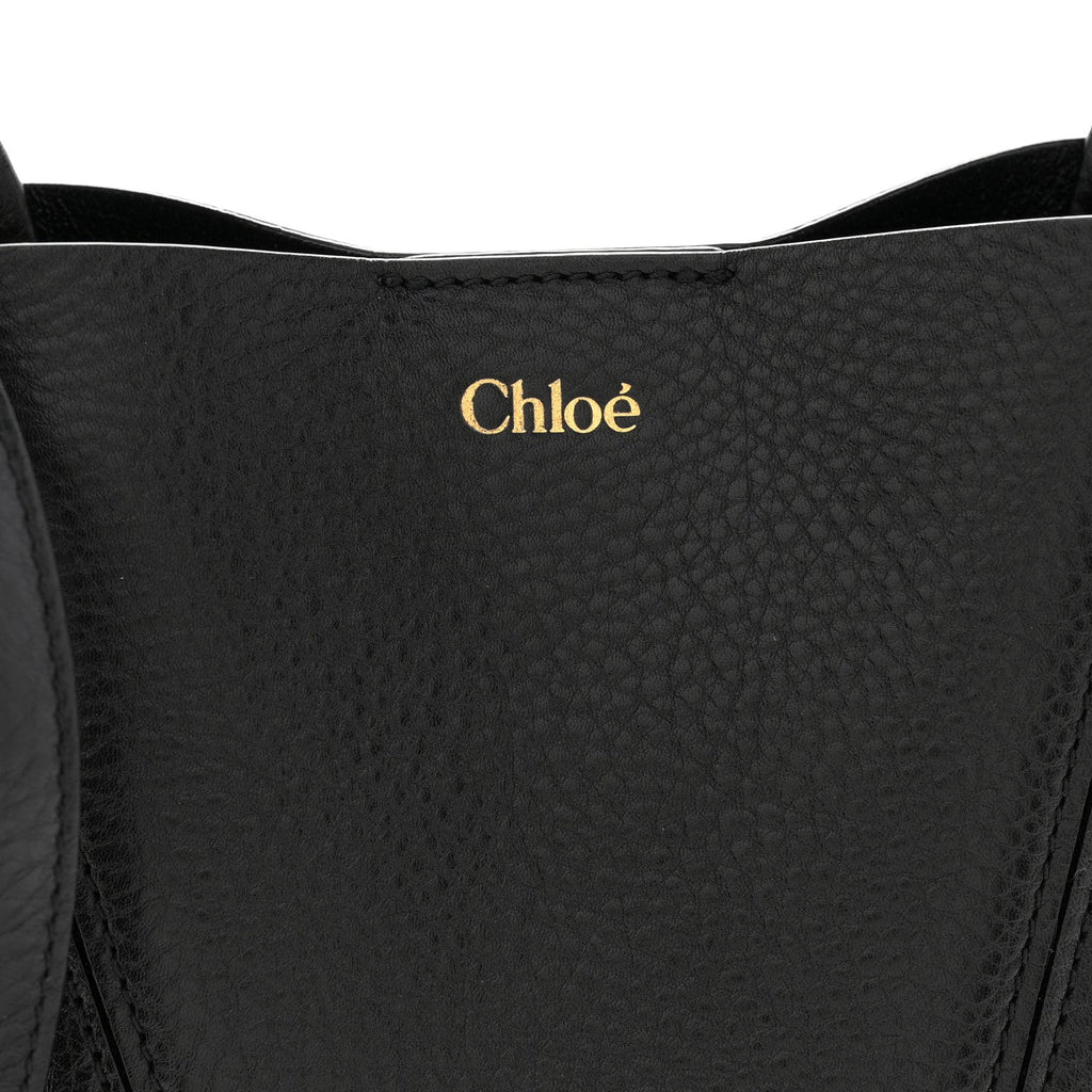 Grained Calfskin Small Spin Tote Black