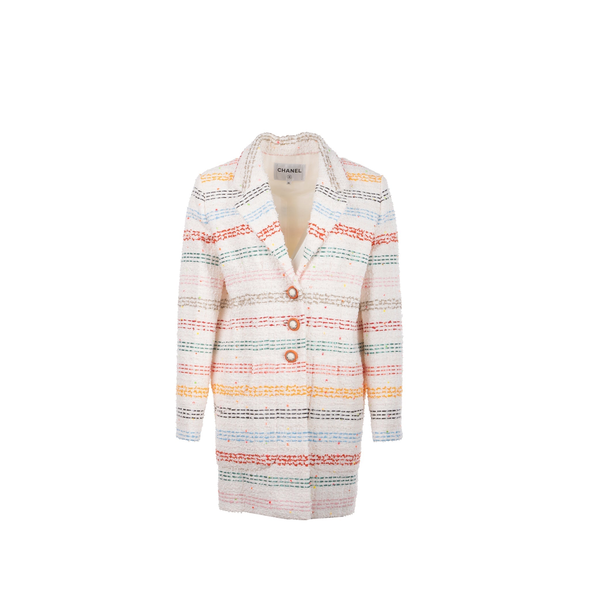 Chanel size 36 tweed jacket Cotton/polyamide/wool White/Multicolour