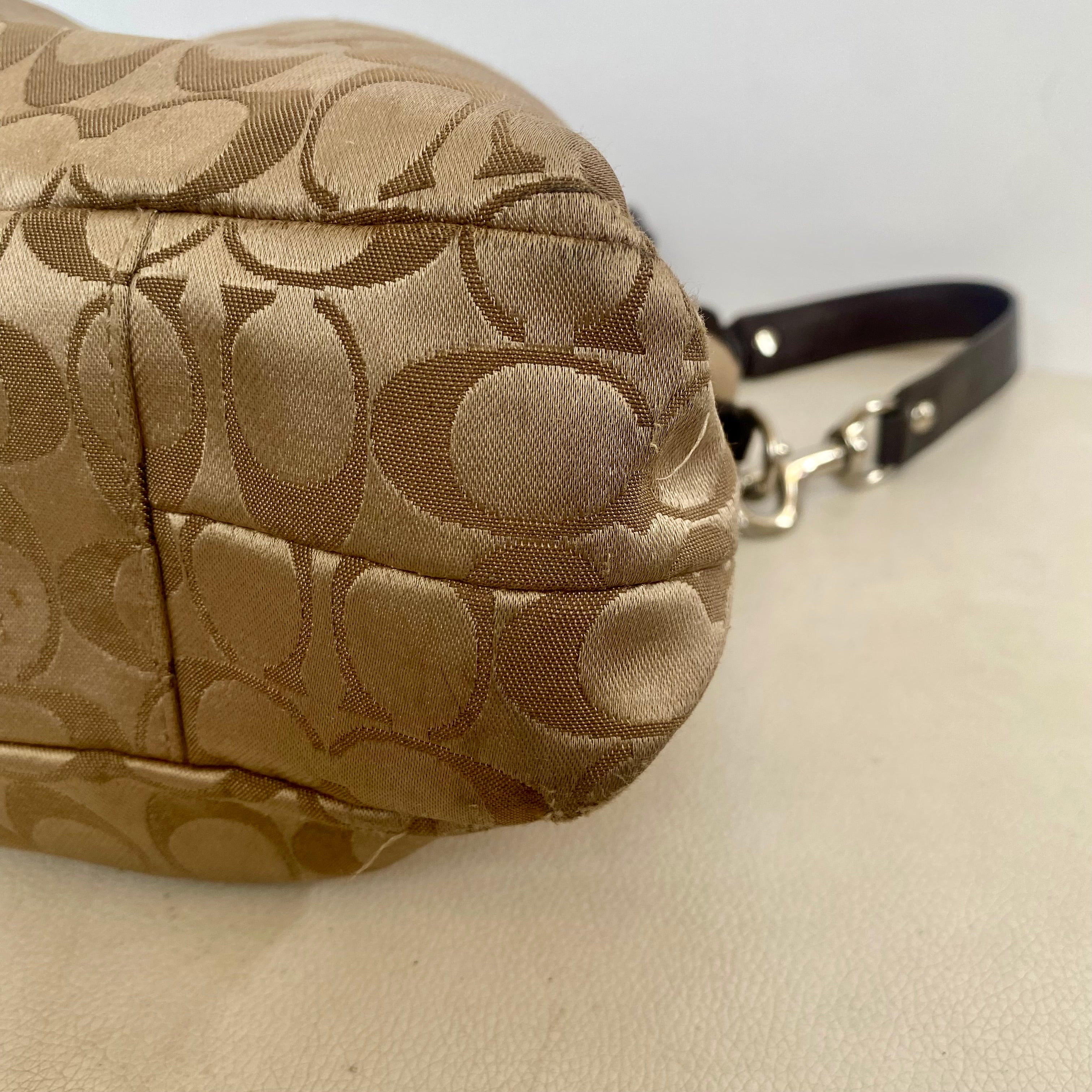COACH Ashley Signature C Satchel Khaki/ Mahogany Handbag