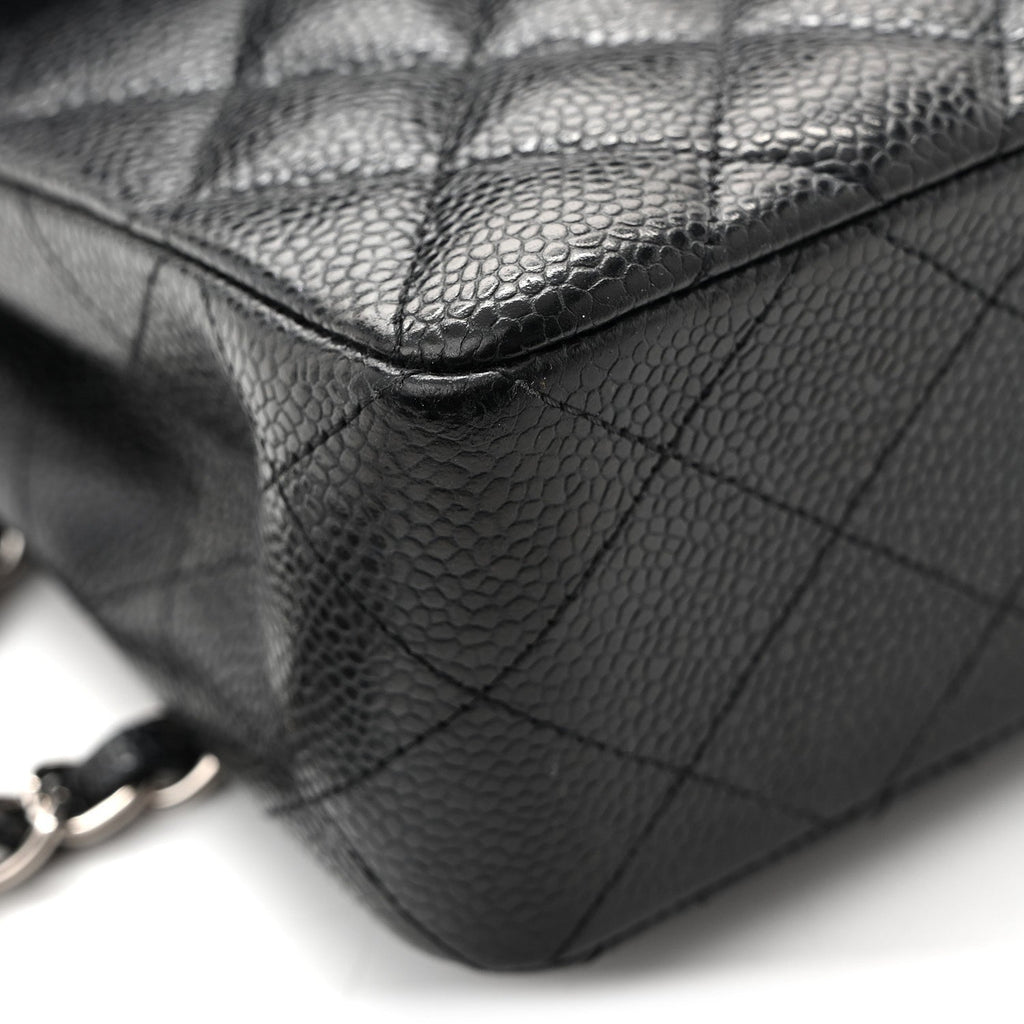 Caviar Quilted Small Double Flap Black