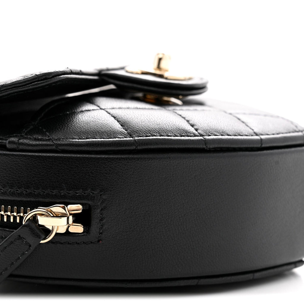 Lambskin Quilted CC In Love Heart Clutch With Chain Black