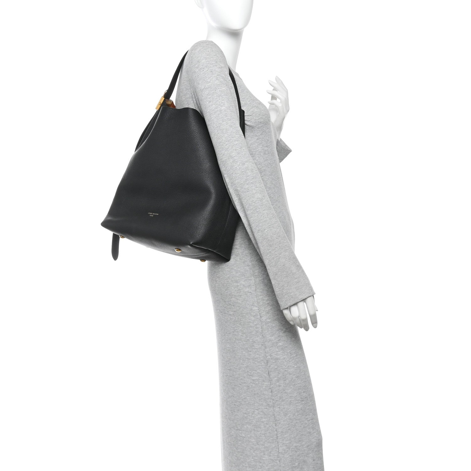 Grained Calfskin Low Key Hobo MM Black