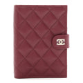 Caviar Quilted Passport Holder Dark Burgundy