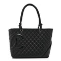 Calfskin Quilted Large Cambon Tote Black