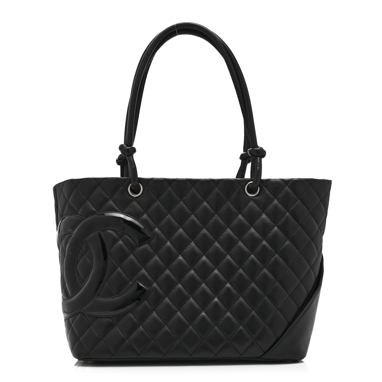 Calfskin Quilted Large Cambon Tote Black