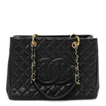 Caviar Quilted Grand Shopping Tote GST Black