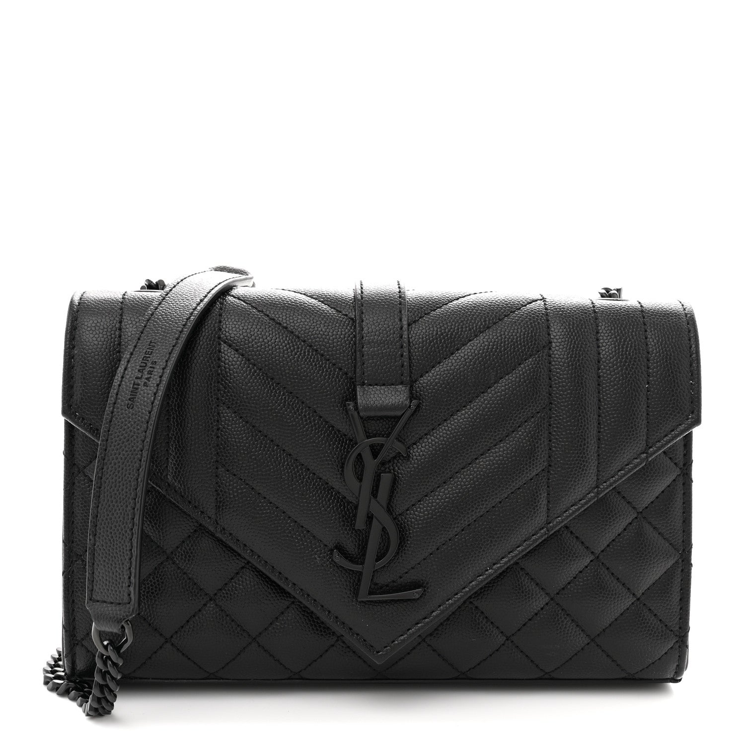 Grain De Poudre Textured Mixed Matelasse Triquilt Small Monogram Monochrome Satchel Black