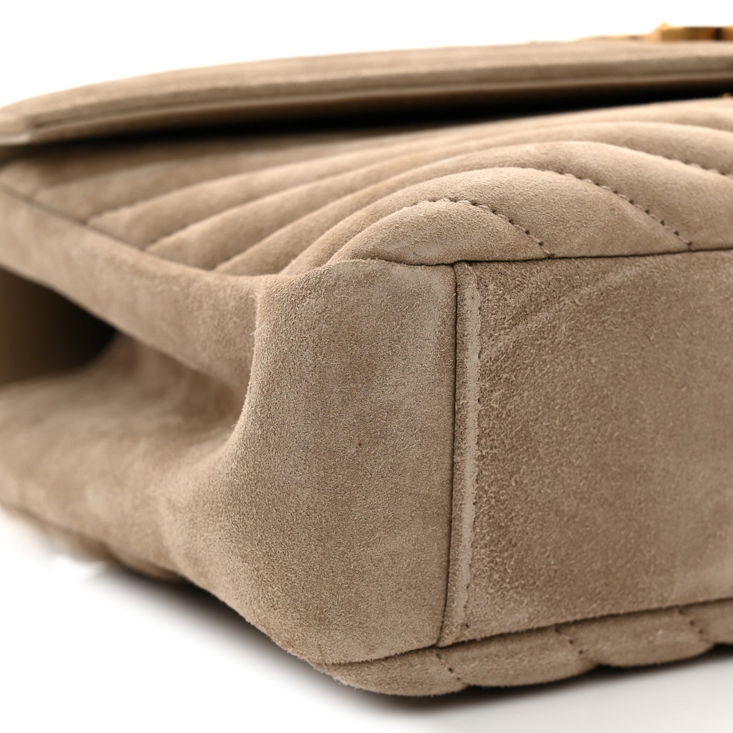 Suede Matelasse Chevron Monogram Medium College Bag Matte Gold