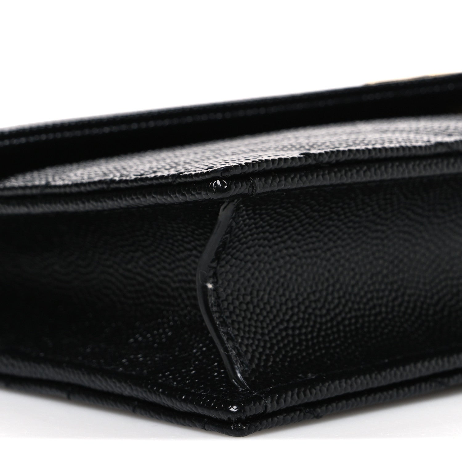 Grain De Poudre Matelasse Chevron Monogram Envelope Chain Wallet Black
