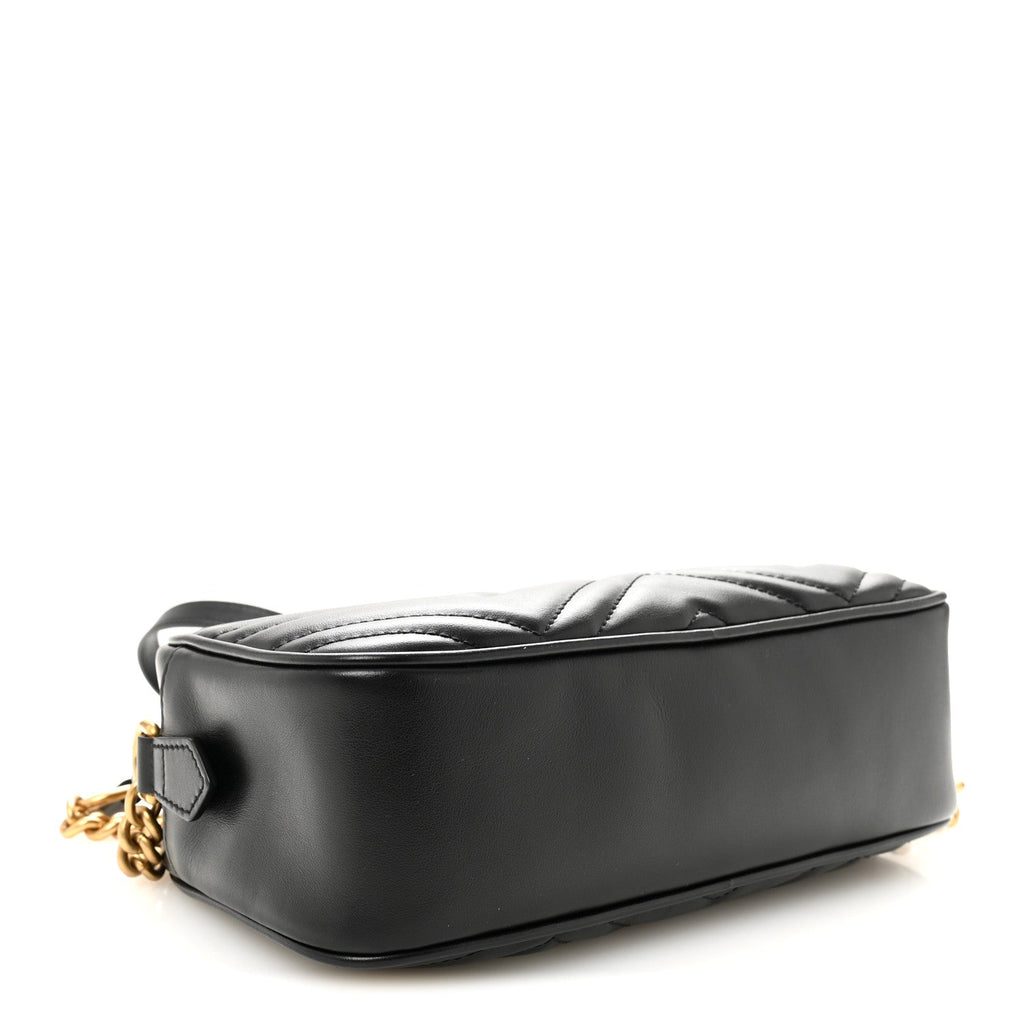 Calfskin Matelasse Small GG Marmont Chain Shoulder Bag Black