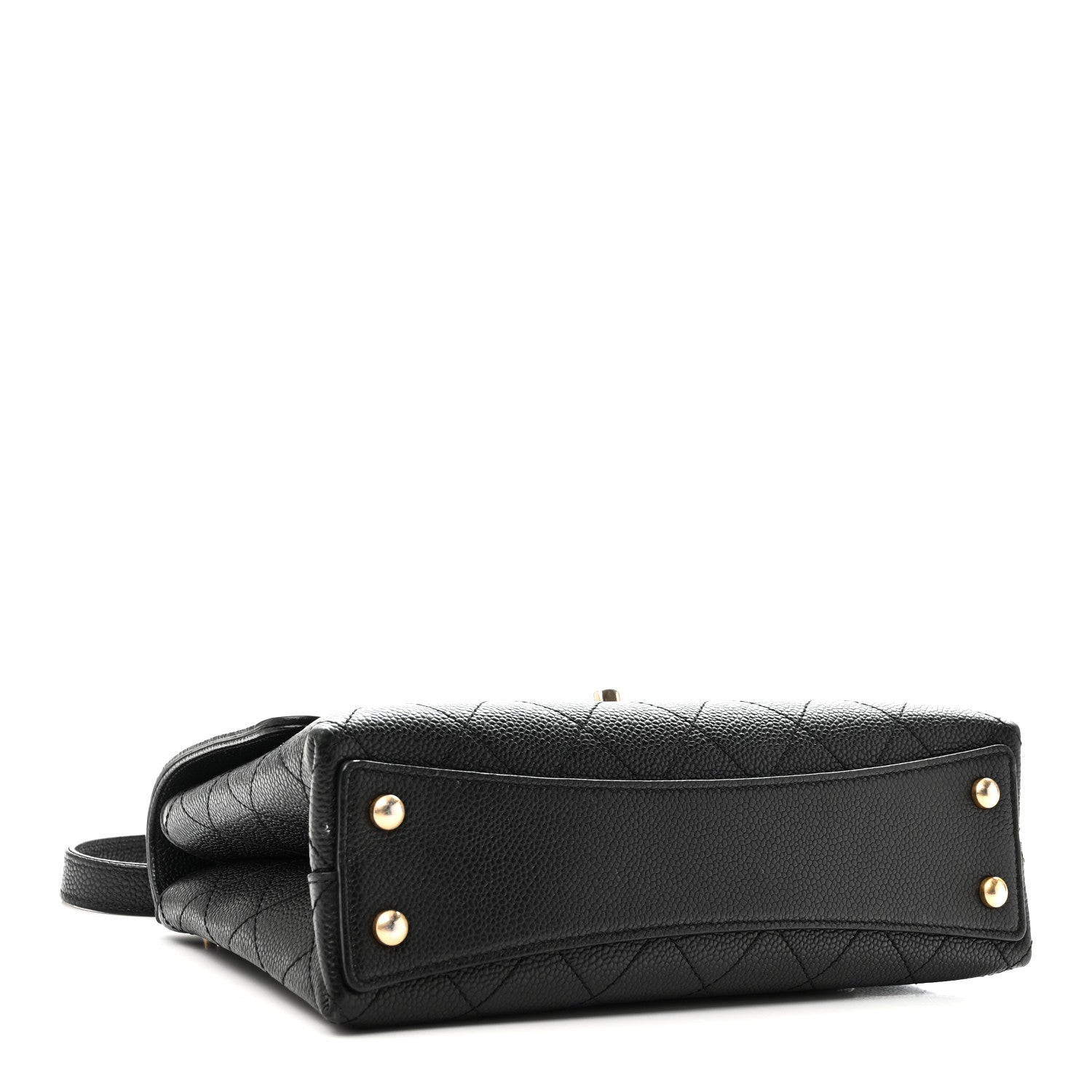 Caviar Diamond Stitched Small Top Handle Flap Black