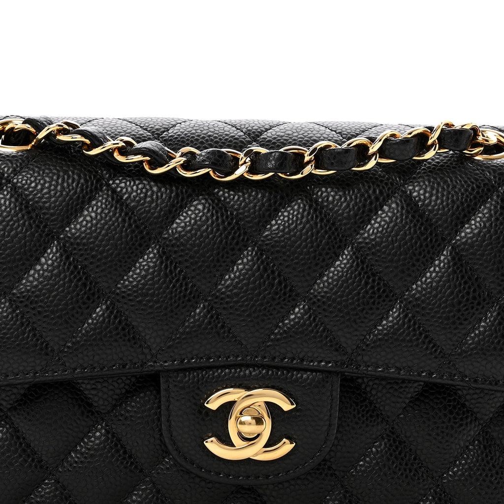 Caviar Quilted Small Double Flap Black