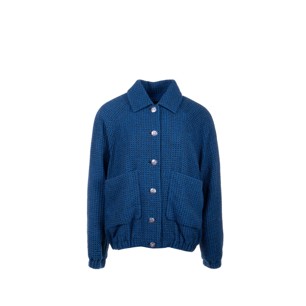Chanel size 40 22P Blouson jacket cotton/wool/polyamide dark blue