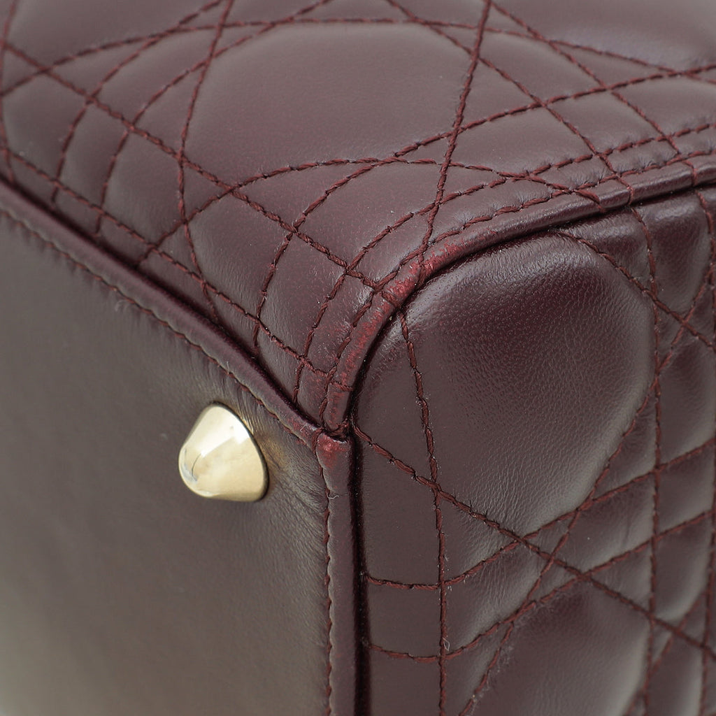Christian Dior Burgundy Lady Dior Large Bag W/ Twilly
