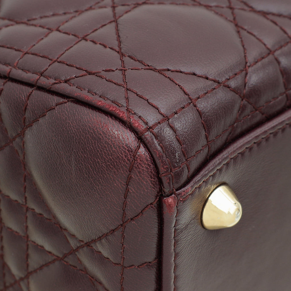 Christian Dior Burgundy Lady Dior Large Bag W/ Twilly