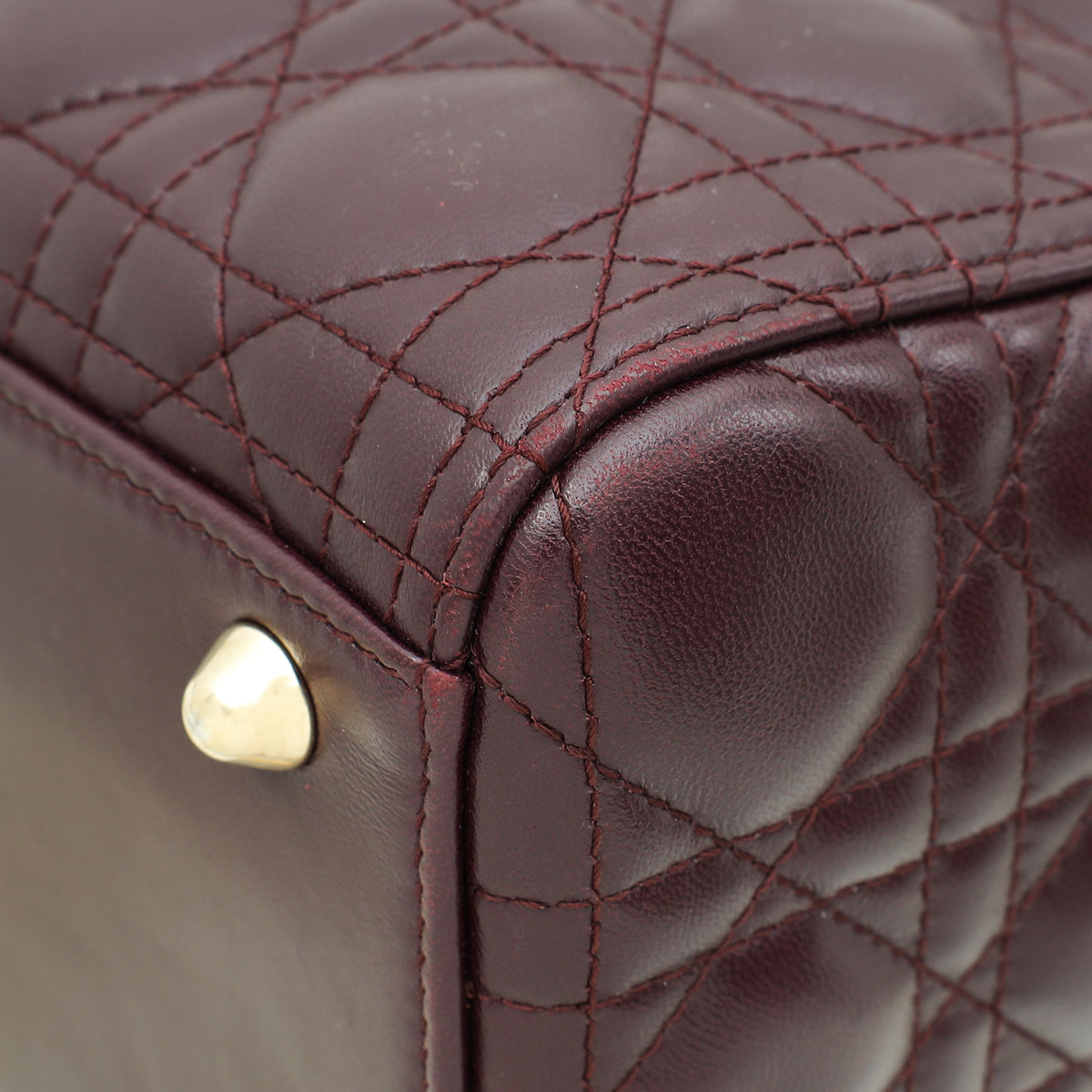 Christian Dior Burgundy Lady Dior Large Bag W/ Twilly