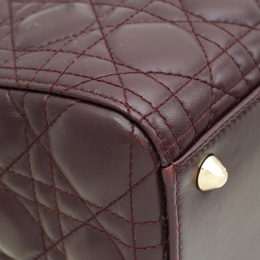Christian Dior Burgundy Lady Dior Large Bag W/ Twilly