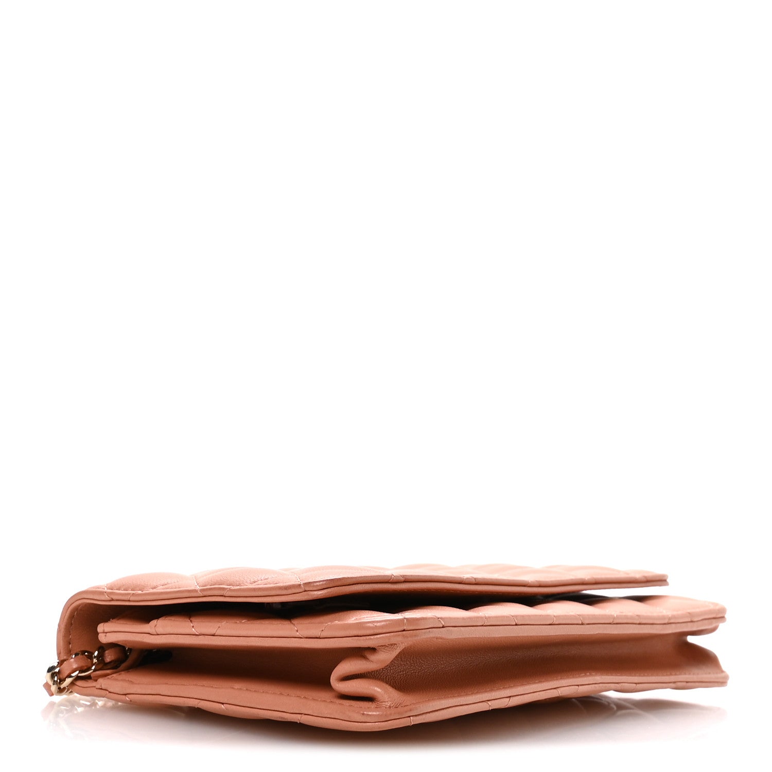 Lambskin Quilted Wallet on Chain WOC Salmon Pink