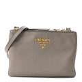 Vitello Phenix Double Zip Crossbody Bag Argilla