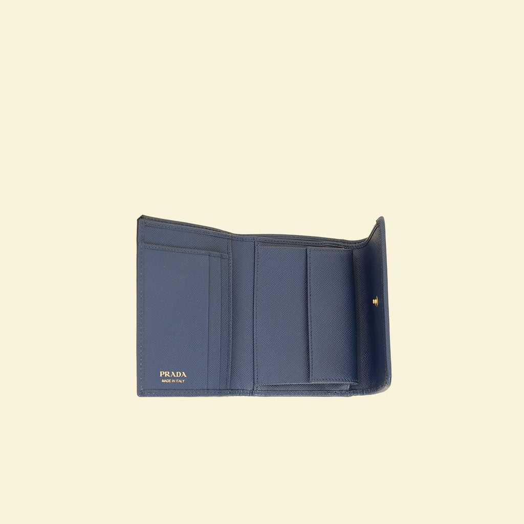 Prada Blue Trifold Small Wallet
