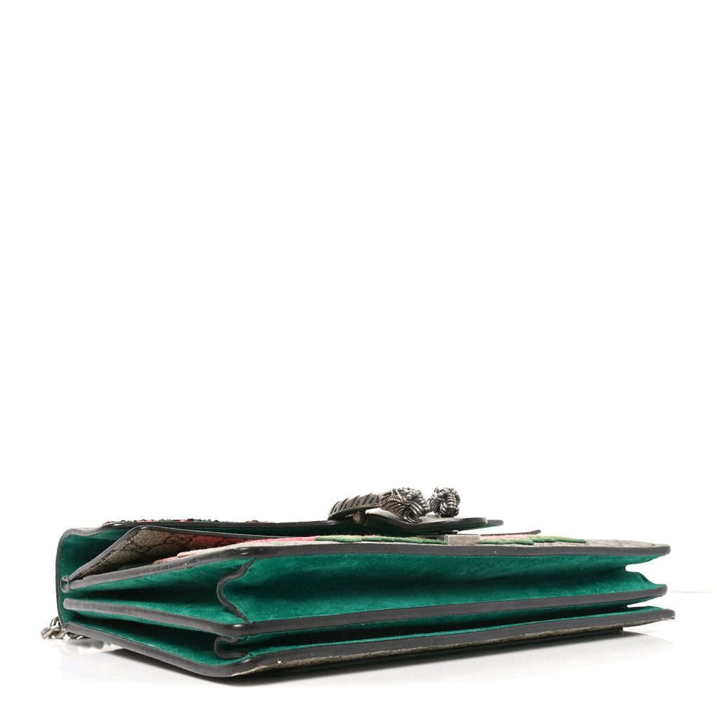 GG Supreme Monogram Embroidered Medium Dionysus Shoulder Bag Emerald