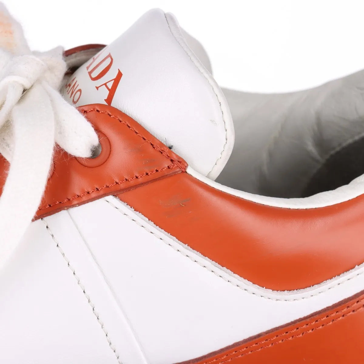 Prada Downtown Leather Sneaker Brown x White