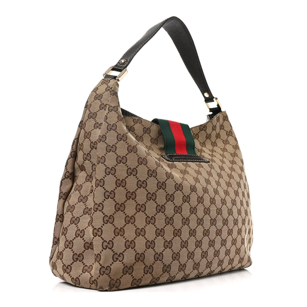 Monogram Large New Ladies Web Hobo Dark Brown