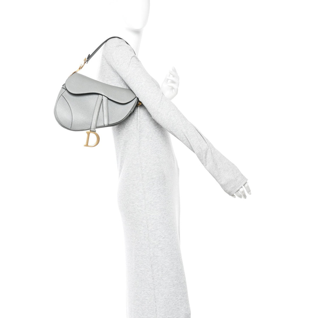 Grained Calfskin Saddle Bag Grey