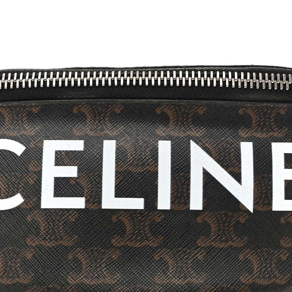 Triomphe Logo Canvas Checker Belt Bag Black