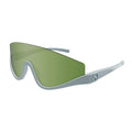 Gucci Shield Semi Rim, with a Grey Silver frame and Green Mirror lens.