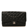 Caviar Quilted Jumbo Double Flap Black