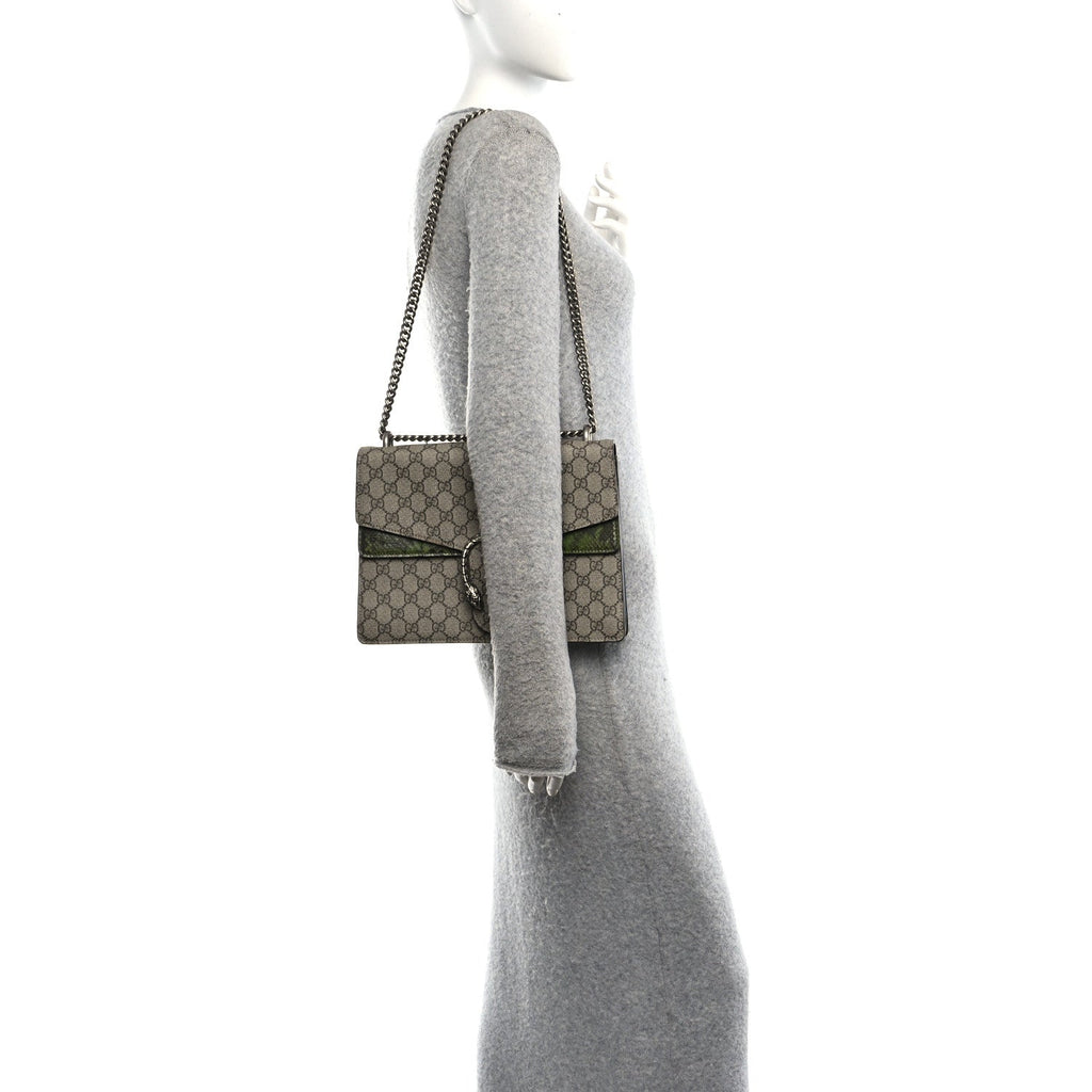 GG Supreme Monogram Snakeskin Medium Dionysus Shoulder Bag Green