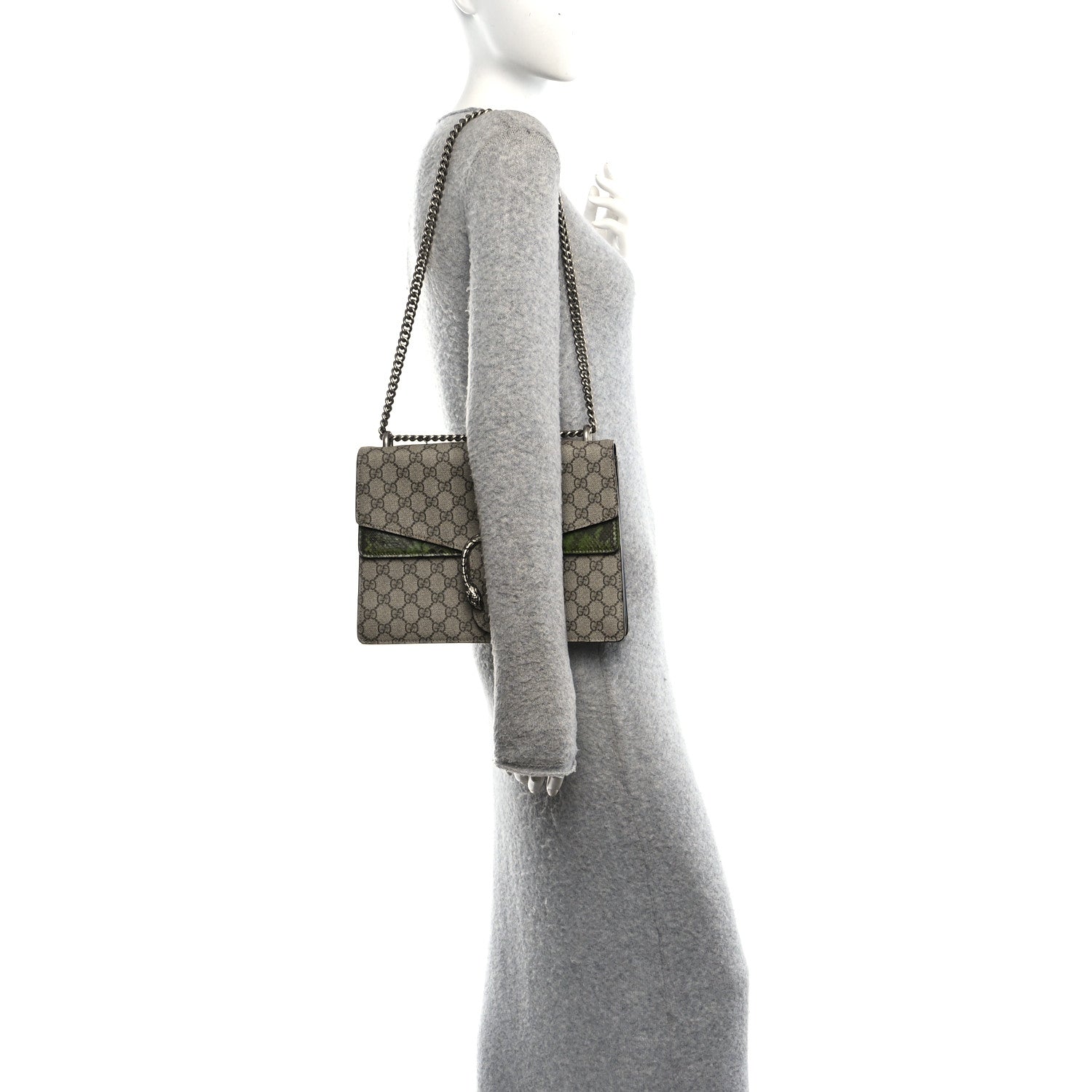GG Supreme Monogram Snakeskin Medium Dionysus Shoulder Bag Green
