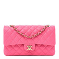Caviar Quilted Medium Double Flap Pink