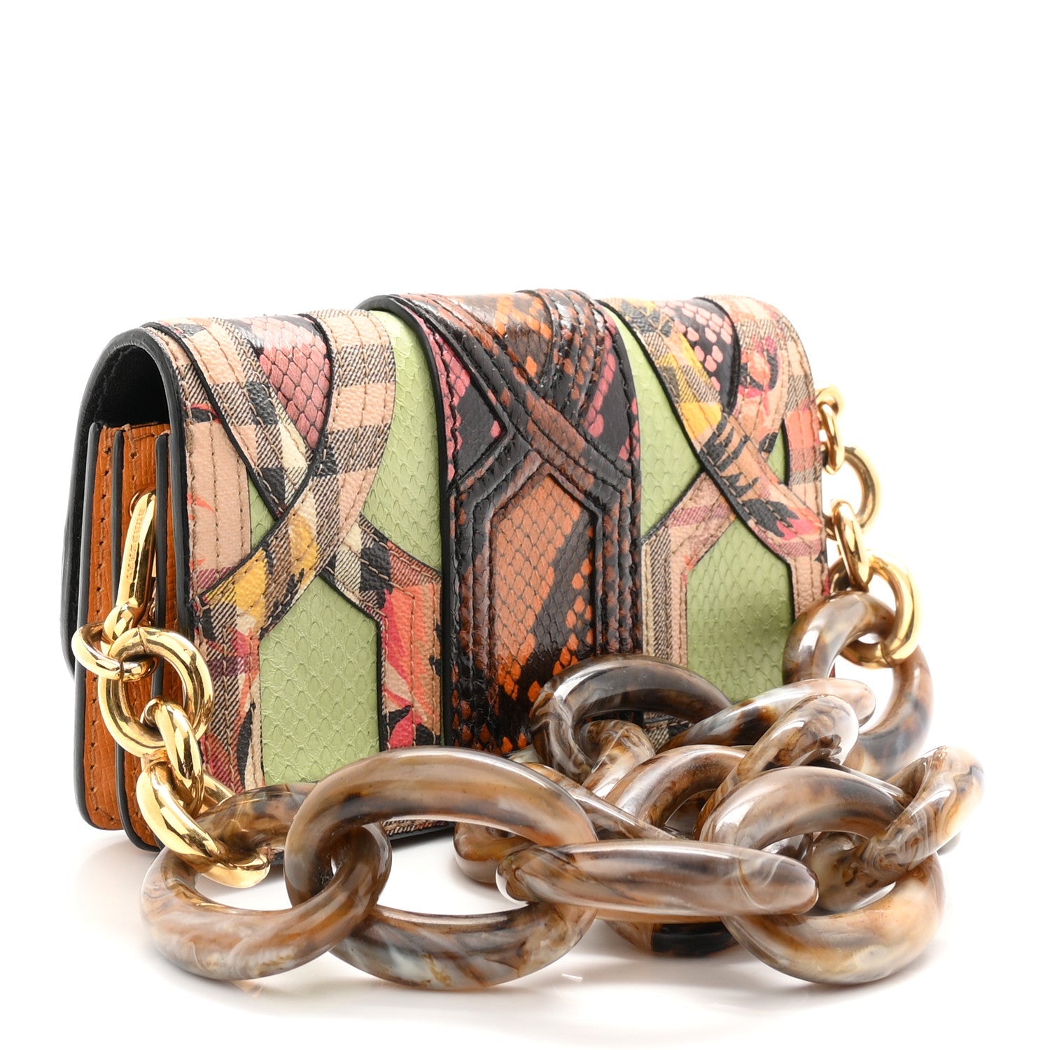 Calfskin Snakeskin Resin Madison Buckle Chain Bag Multicolor