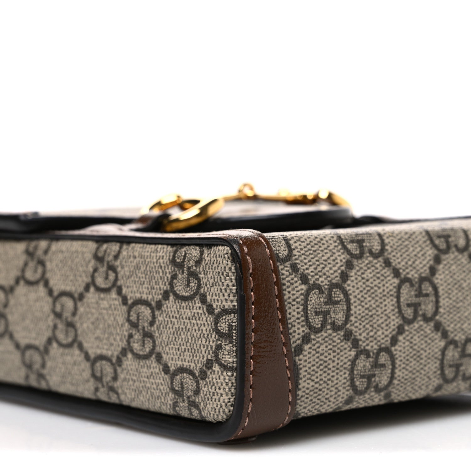 GG Supreme Monogram Mini Horsebit 1955 Crossbody Bag Beige Brown Sugar
