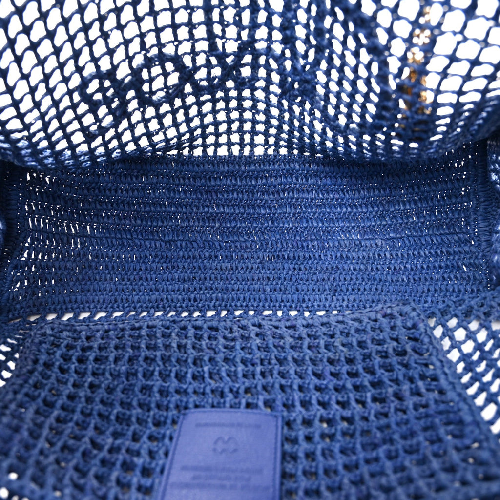 Raffia Summer Banana East West Tote Ashes Blue