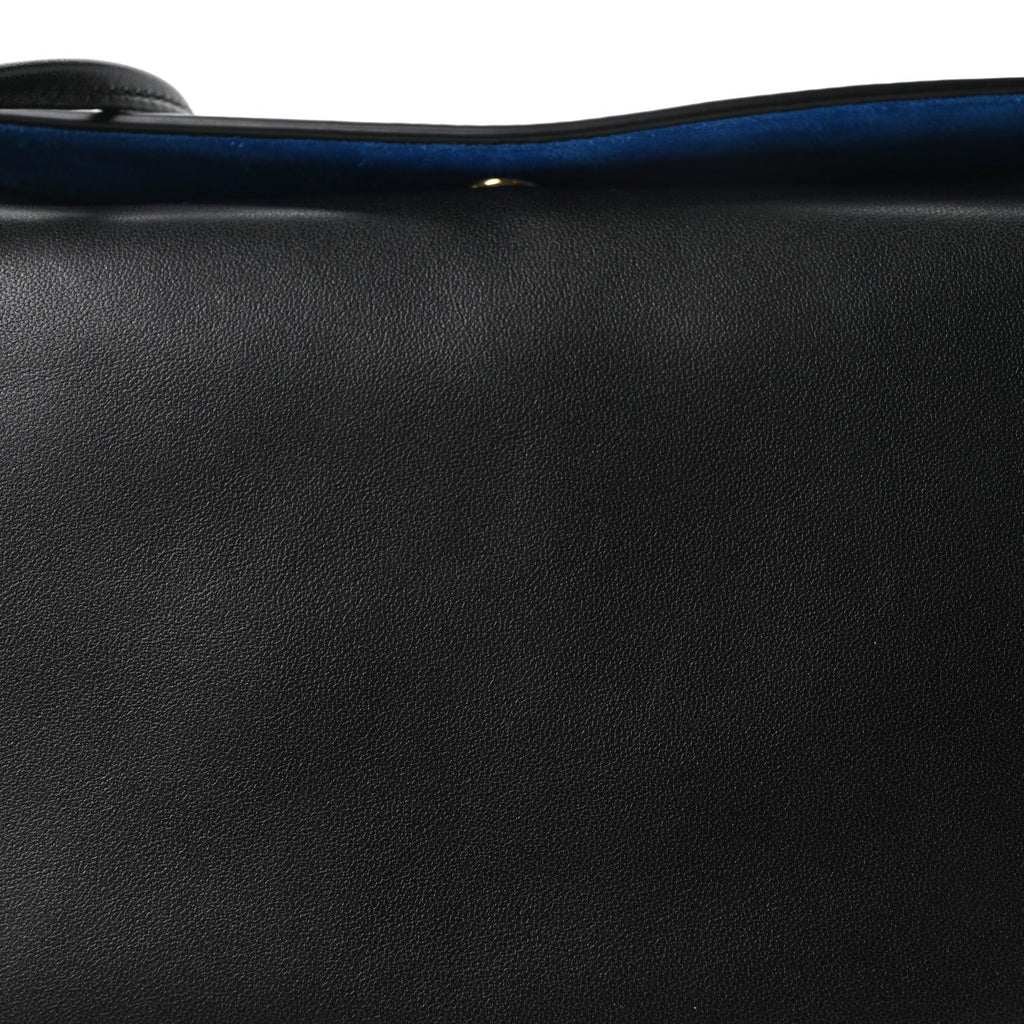 Smooth Lambskin Trio Flap Crossbody Bag Black