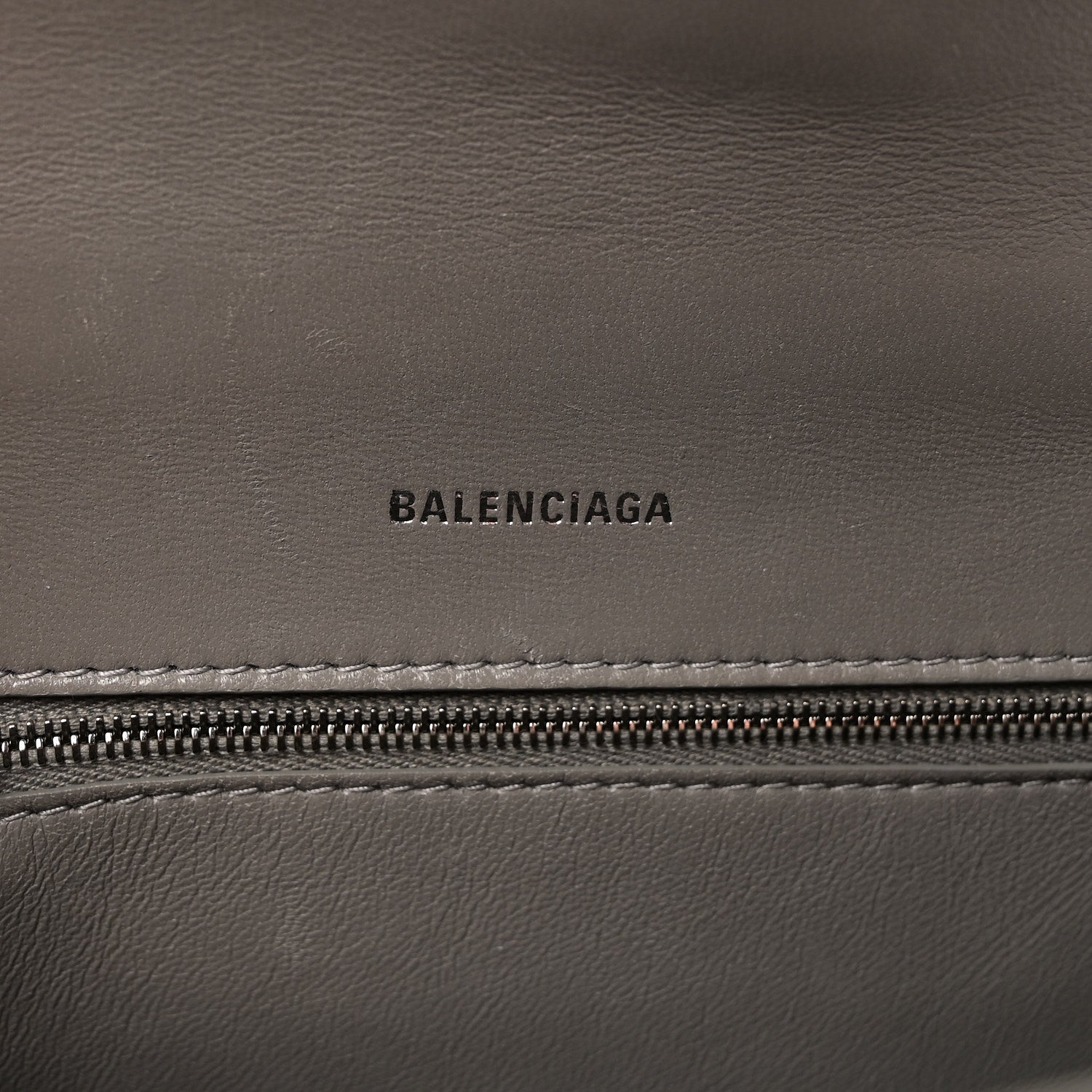 Shiny Calfskin Crocodile Embossed Small Hourglass Top Handle Bag Balenciaga Grey